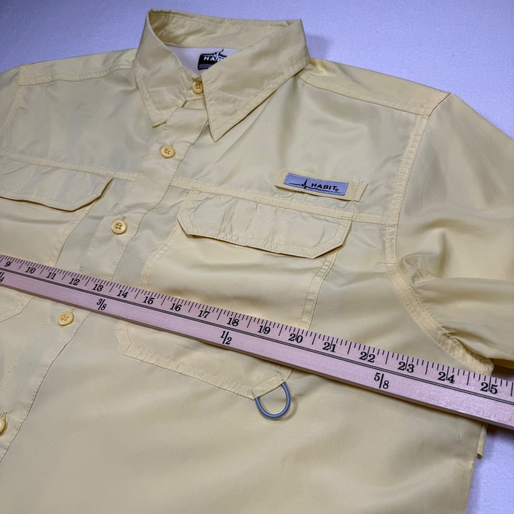 Habit Mens Fishing Shirt Large Yellow Short Sleeve UPF 40 Ventilated Button Down - Picture 4 of 6